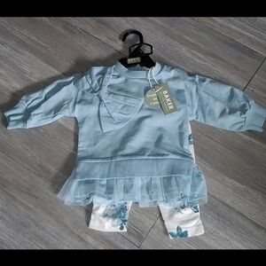 Baker by Ted Baker Light Blue Girls Matching Set with Floral Leggings